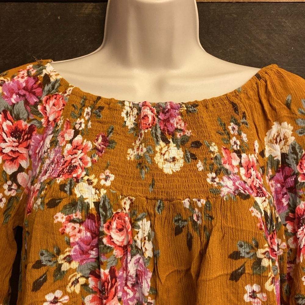 Mittoshop Mustard Floral Bohemian Tunic - Size Large - Picture 2 of 16